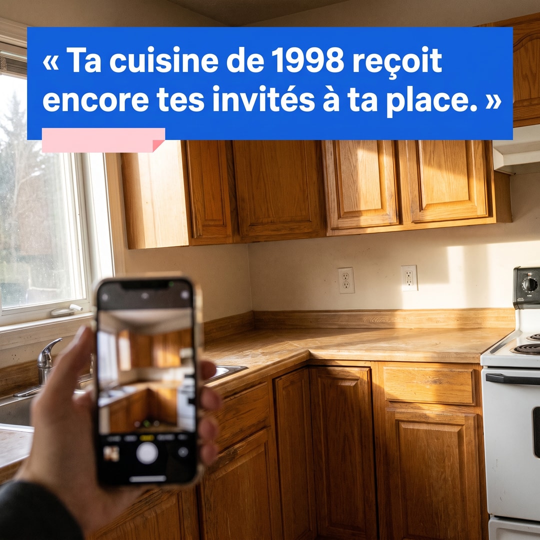 Cuisine rénovée moderne avec armoires sur mesure et comptoir en quartz, Estrie