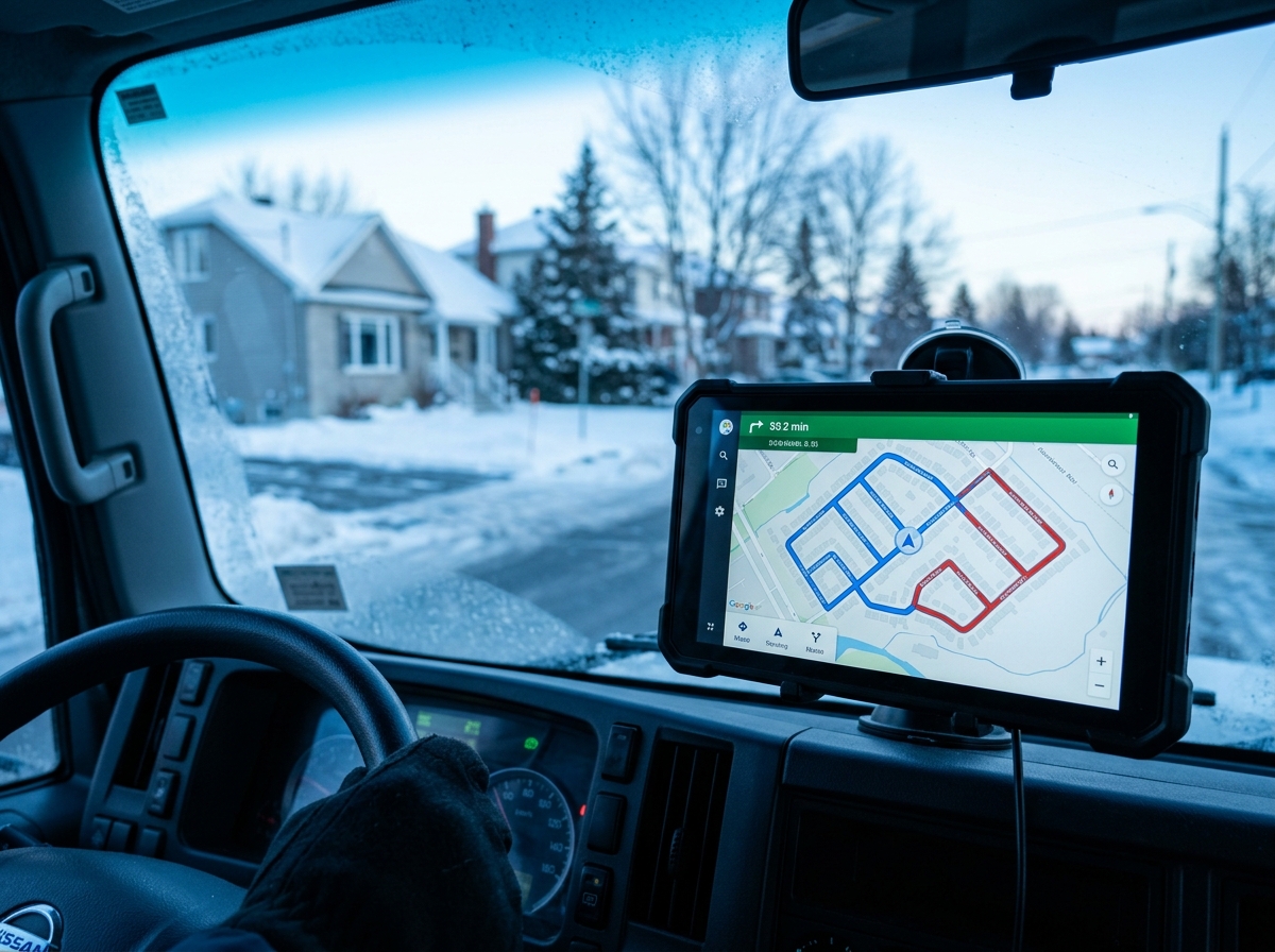 Système de suivi GPS dans un tracteur de déneigement Boréal